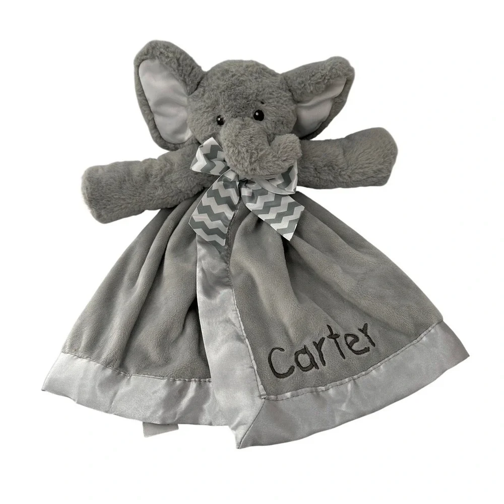 Bearington Baby Elephant Lovey Security Blanket Personalized Carter Gray Plush